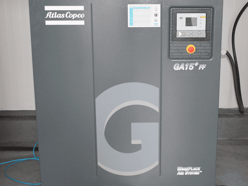 A Atlas Copco Ga15 + FF  gép elölnézete