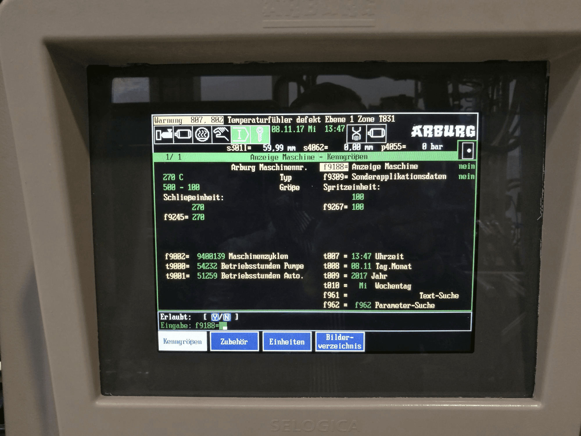 A Arburg 270C 500-100  gép vezérlőegysége